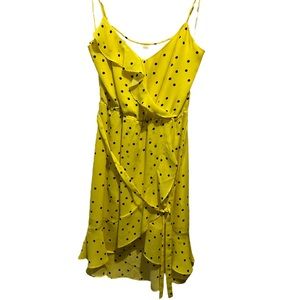 Socialite Women’s Bright Yellow Ruffle Polka Dot Dress Spring Summer Fashion